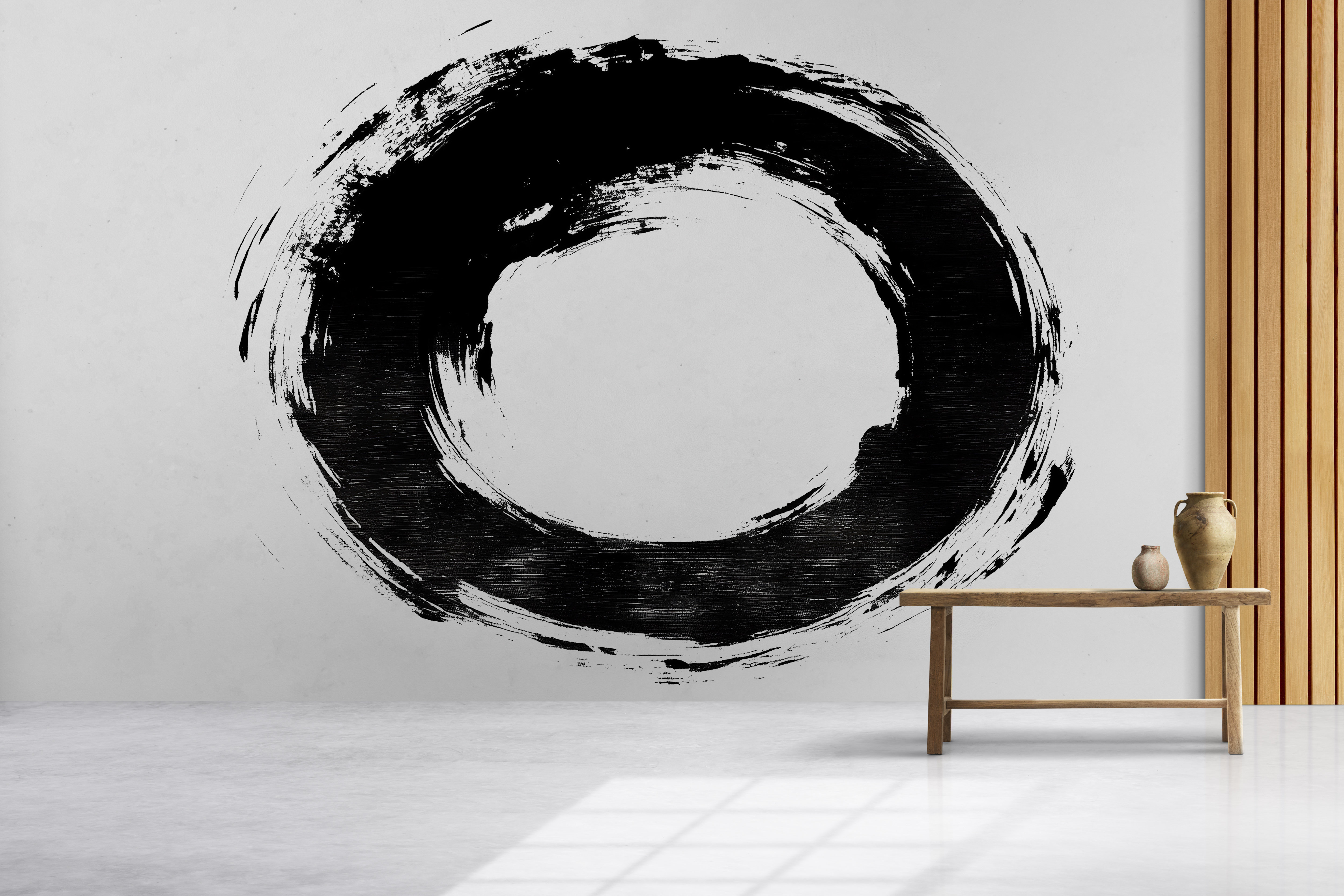 wish_bud0704.0510サン おまとめページ Trinx Zen Circle Wall Mural, Large Black Enso Brushstroke Wall Art
